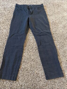Old Navy Navy Plaid Cropped Straight Pants